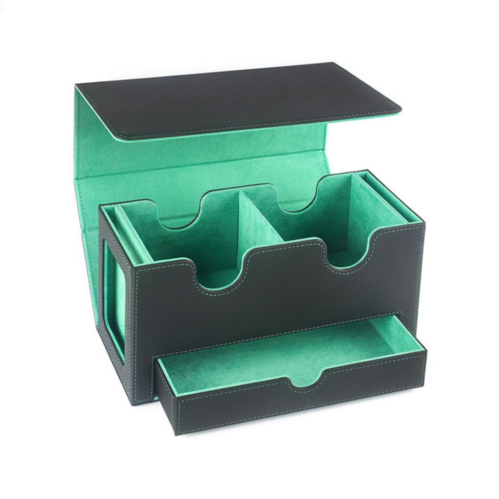 PU Leather Trading Card Deck Box Board Game Card Carrying Organizers Scratch Resistant Card Storage Case with Drawer