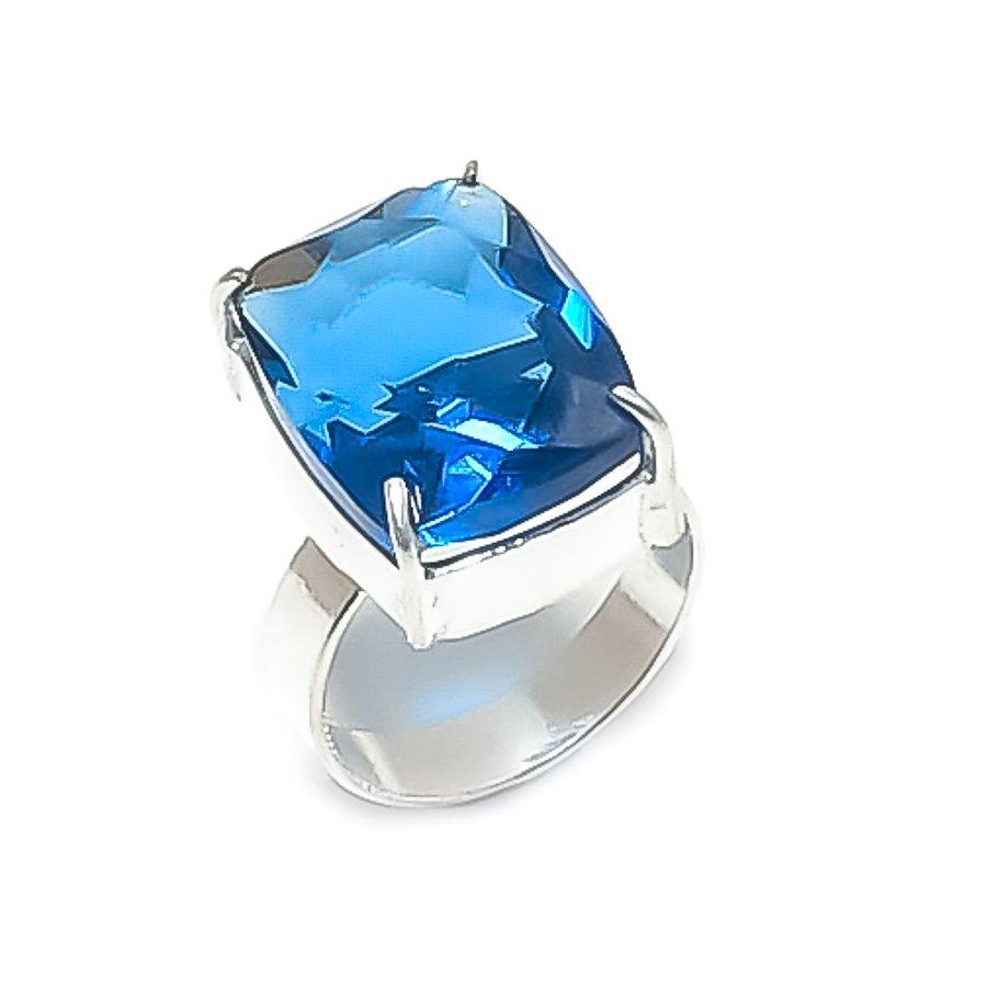 

Ювелирное кольцо из стерлингового серебра 925 пробы с драгоценным камнем Швейцарский голубой топаз, размер 7,5