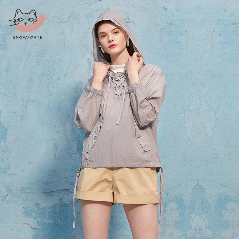 

Sinuofude Women s Loose Hooded Stitched Commuter Jacket L