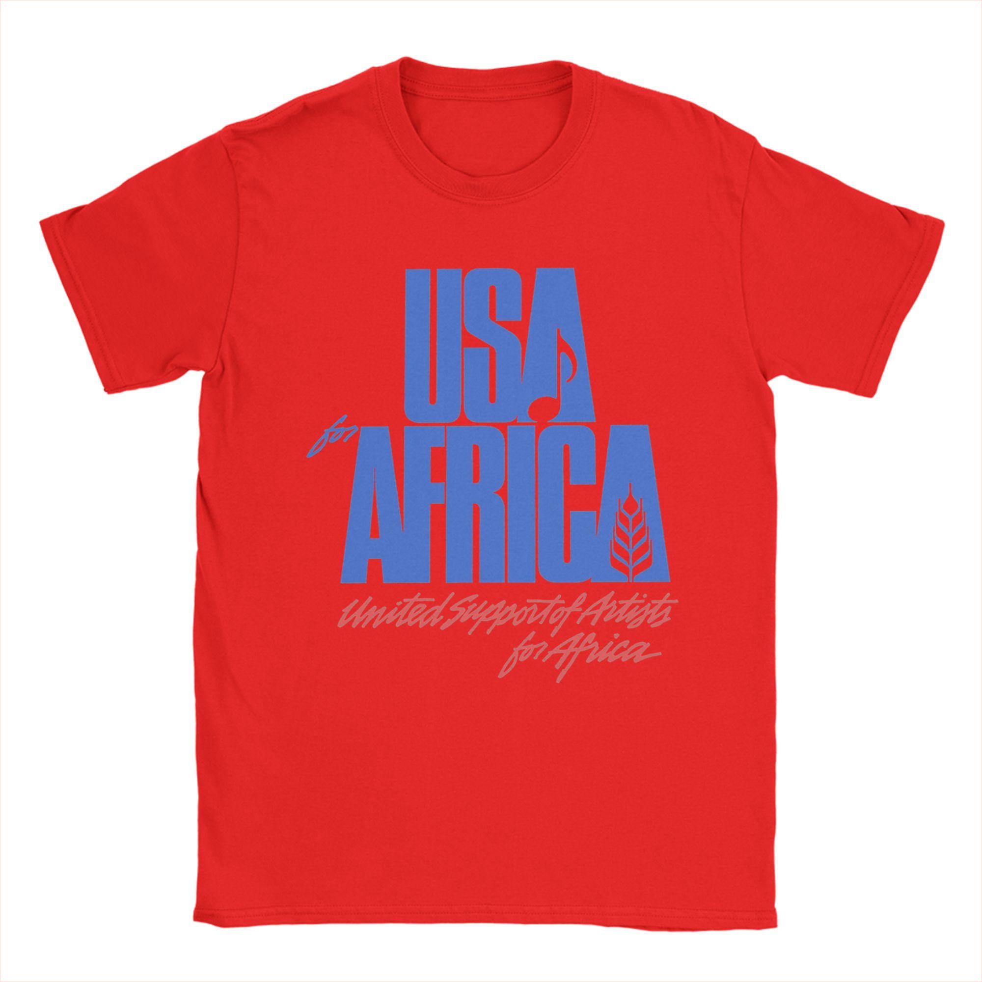 

We Are the World Anniversary USA for Africa TShirts for Men Round Collar Cotton T Shirts Short Sleeve New Arrival Clothes S