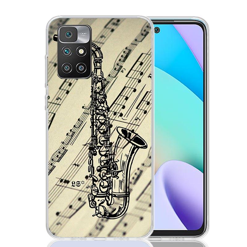 Music Saxophone Instrument Phone Case For Xiaomi 14C 13C 12C 13 12 10 10A 10C 9 9A 9C 9T 8 8A 7 7A 6 6A K70 Pro K60 K40 K20 Redm