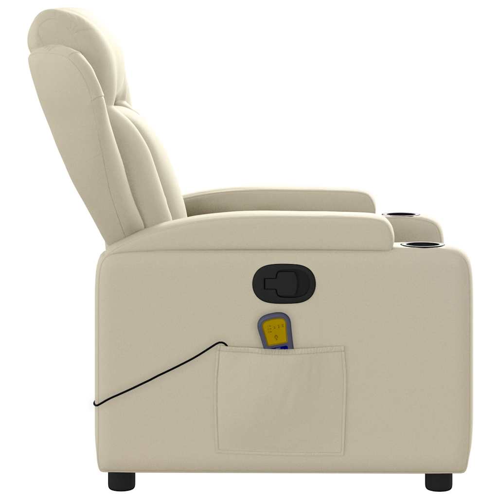 Massage Recliner with Relax Function Artificial Leather Cream