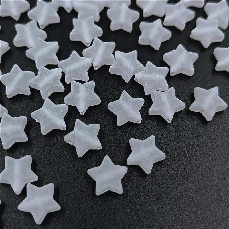 50Pcs Frosted Matte Acrylic Heart Star Beads Pendant DIY for Necklace Bracelet Jewelry Making