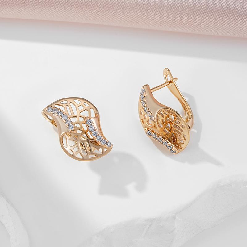 Kinel weiße natürliche Zirkon-Waben-Tropfenohrringe für Frauen, roségoldene Farbe, Luxus-Design, Schmuck, Partygeschenke