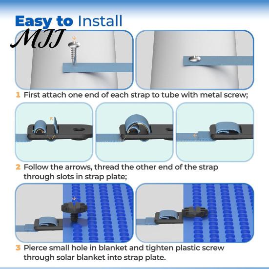 Sturdy Plastic Buckle Kit Solar Cover Reel Attachment Kit, Pool Strap And Clip, Swimming Maintenance Supplies Tube Fastening for Inground Straps