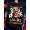 Europäisches und amerikanisches Herren Sommer Teddybär Graffiti Print Bequemes und atmungsaktives Rundhals T-Shirt Outdoor Street Top