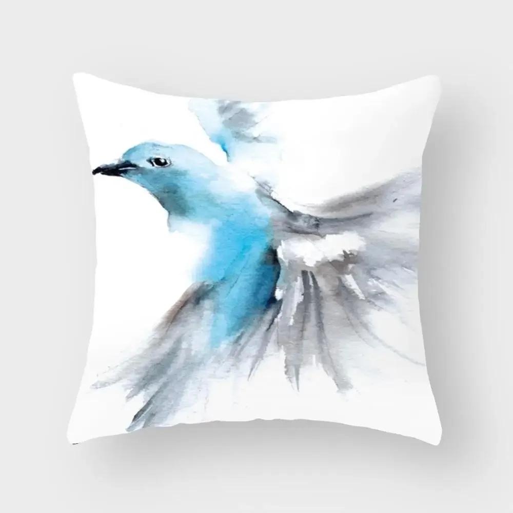 New Cute Animal Bird Flower Pillow Case Sofa Bedroom Living Room Seat Car Cushion Cover Home Decoration Pillowcase 45*45Cm