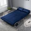 Sofa Bed, 5-Way Adjustable, Faux Suede, Metal Frame, Incl. Pillows, Navy Blue