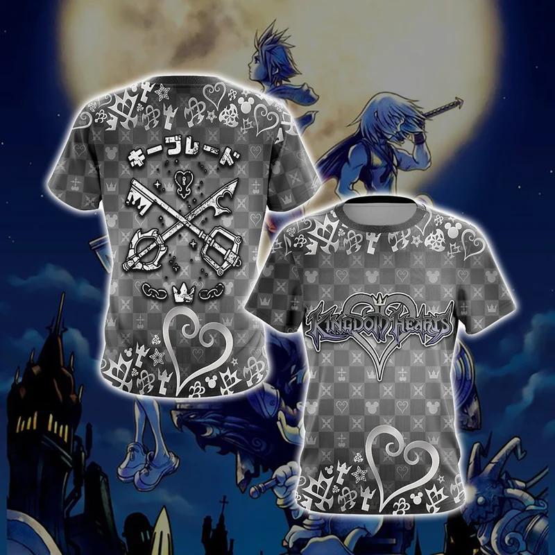 Anime Gra Kingdom Hearts Koszulki Cosplay Nadruk 3D Unisex Koszulka Męska Damska Krótki Rękaw Harajuku Oversize Męski Top z Postaciami z Kreskówek