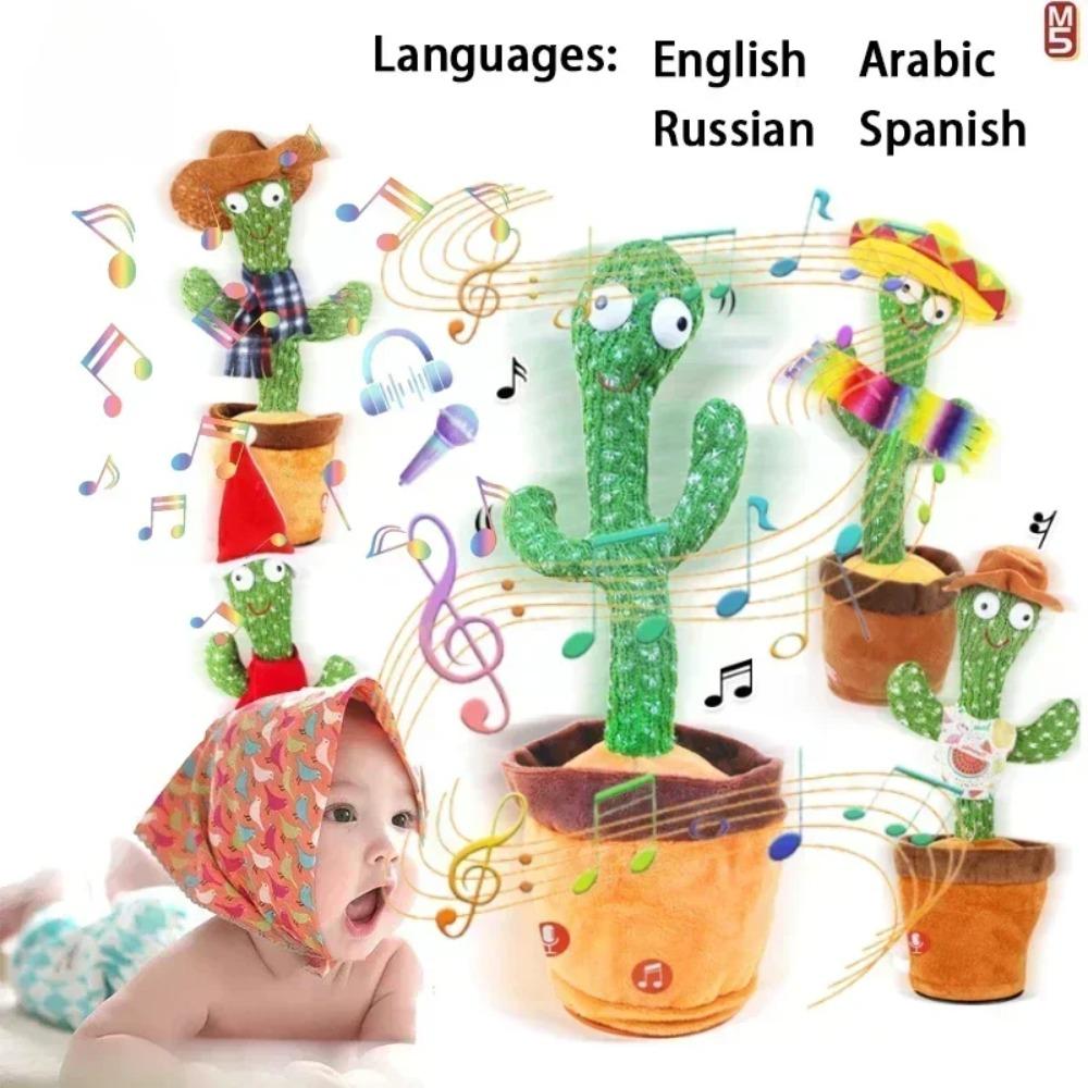 A Talking Cactus Toy That Can Be Charged Recorded and Repeated Suitable for Spanish English and Arabic Voice Changer for Kids