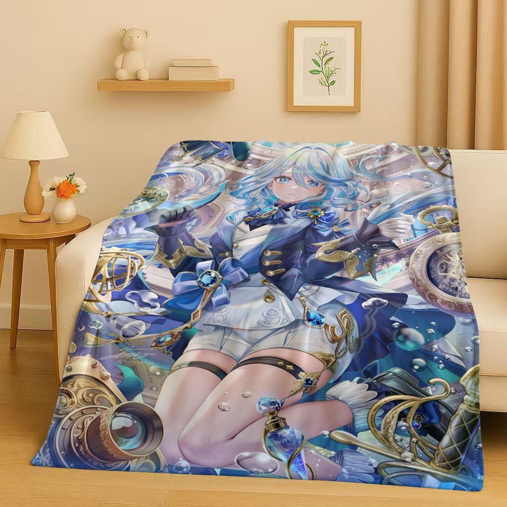 3D Genshin Impact Game Cartoon Flannel Blanket,Ultra Soft Warm Plush Throw for Home Bedroom Bed Sofa Cover Picnic Girl Gift