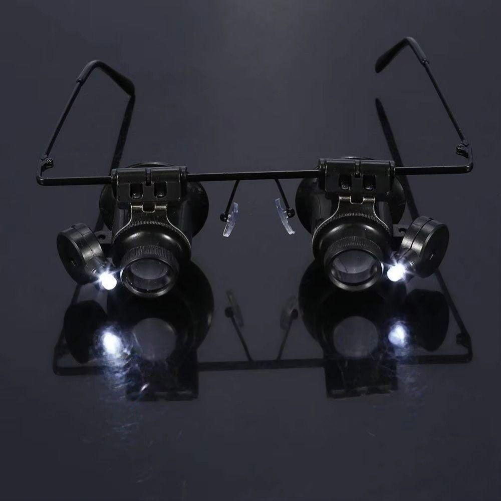 Headband Mount 20X Magnifier Double Eye Glasses  Jeweler Inspect Tool