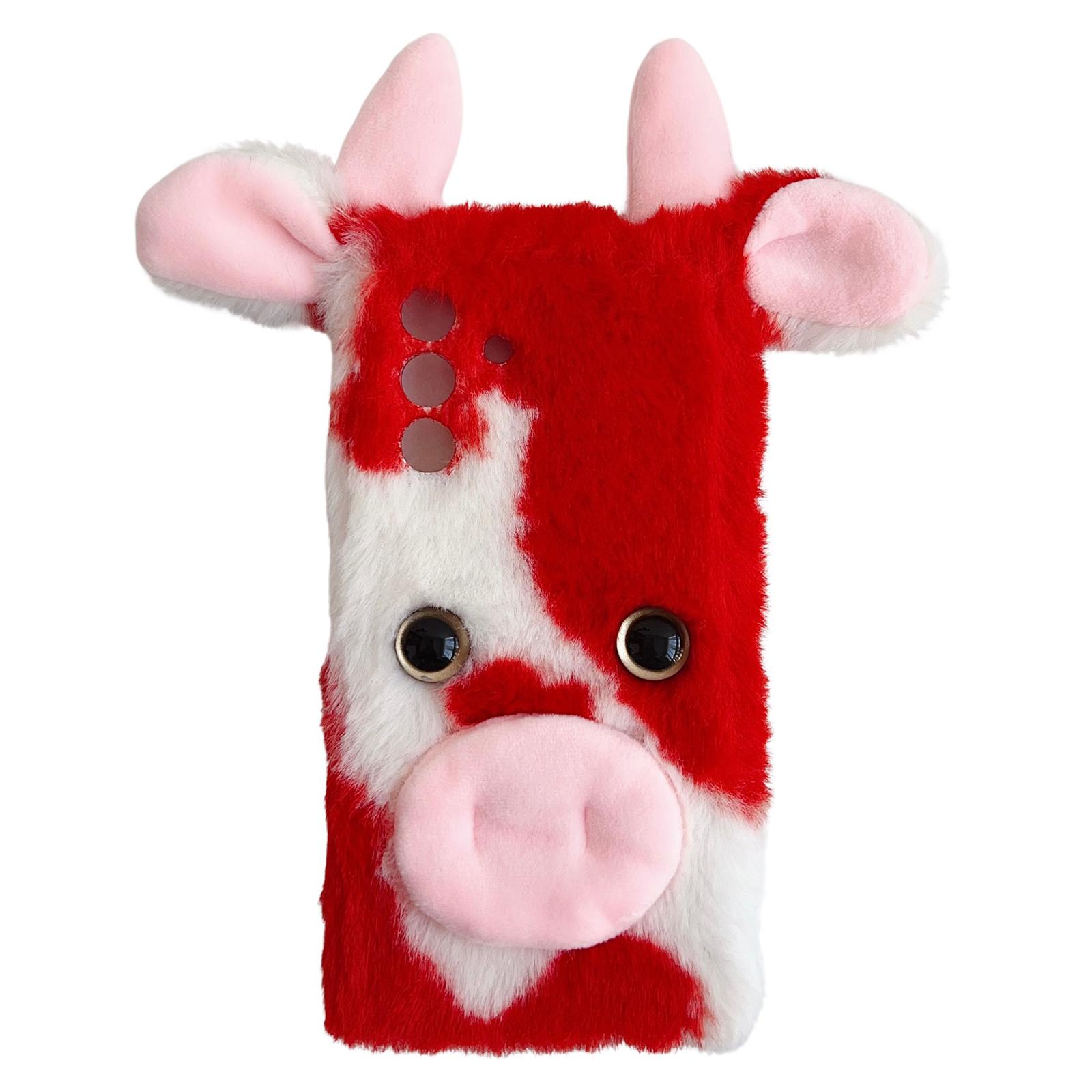

For Samsung Galaxy A56 5G Case Fluffy Cows Ear Soft TPU Protective Phone Cover Red