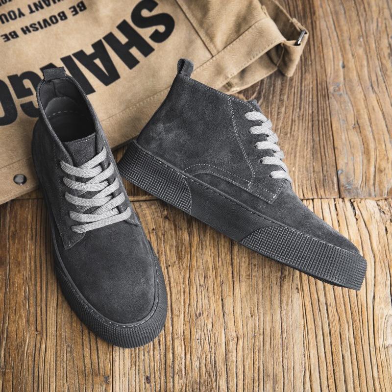 Fleece Warm Martin Boots Men'S Versatile Tooling Men'S Boots British Style Retro Cow Anti-Fleece High-Top Board Shoes