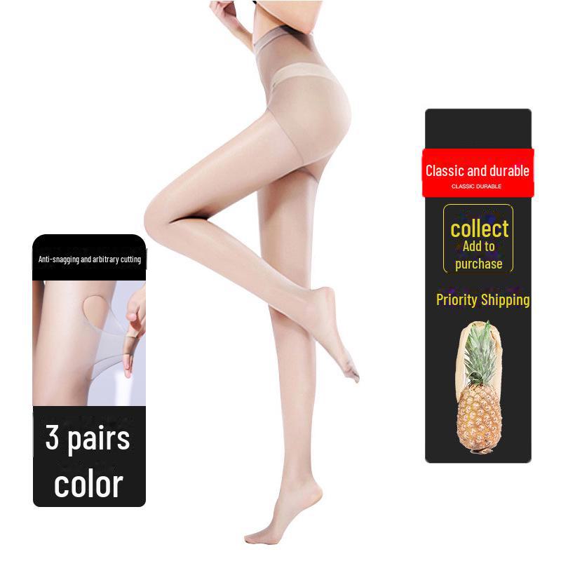Women's Ultra-Thin Pineapple Silk Stockings - Anti-Snag 0D Black, Ideal for Spring and Summer.