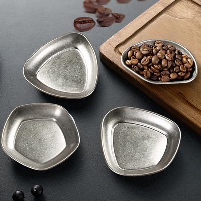 Plato para pesar granos de café Plato de acero inoxidable para salsa Plato de forma irregular Bandeja de almacenamiento Cocina Bandeja para dosis de granos de café Taza dosificadora