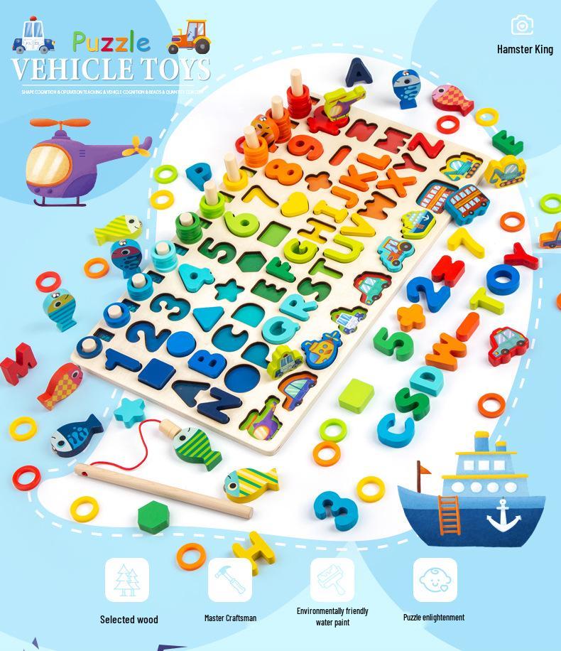 Toddler Number Puzzle Blocks for Early Education and Brain Development Ages 1-3 Boys & Girls