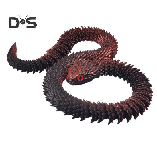 3D Printed Snake Toy Articulated Viper Figurine Fidget Snake Toy Collectible Snake Model with Flexible Joints for Home Office Desk Decor