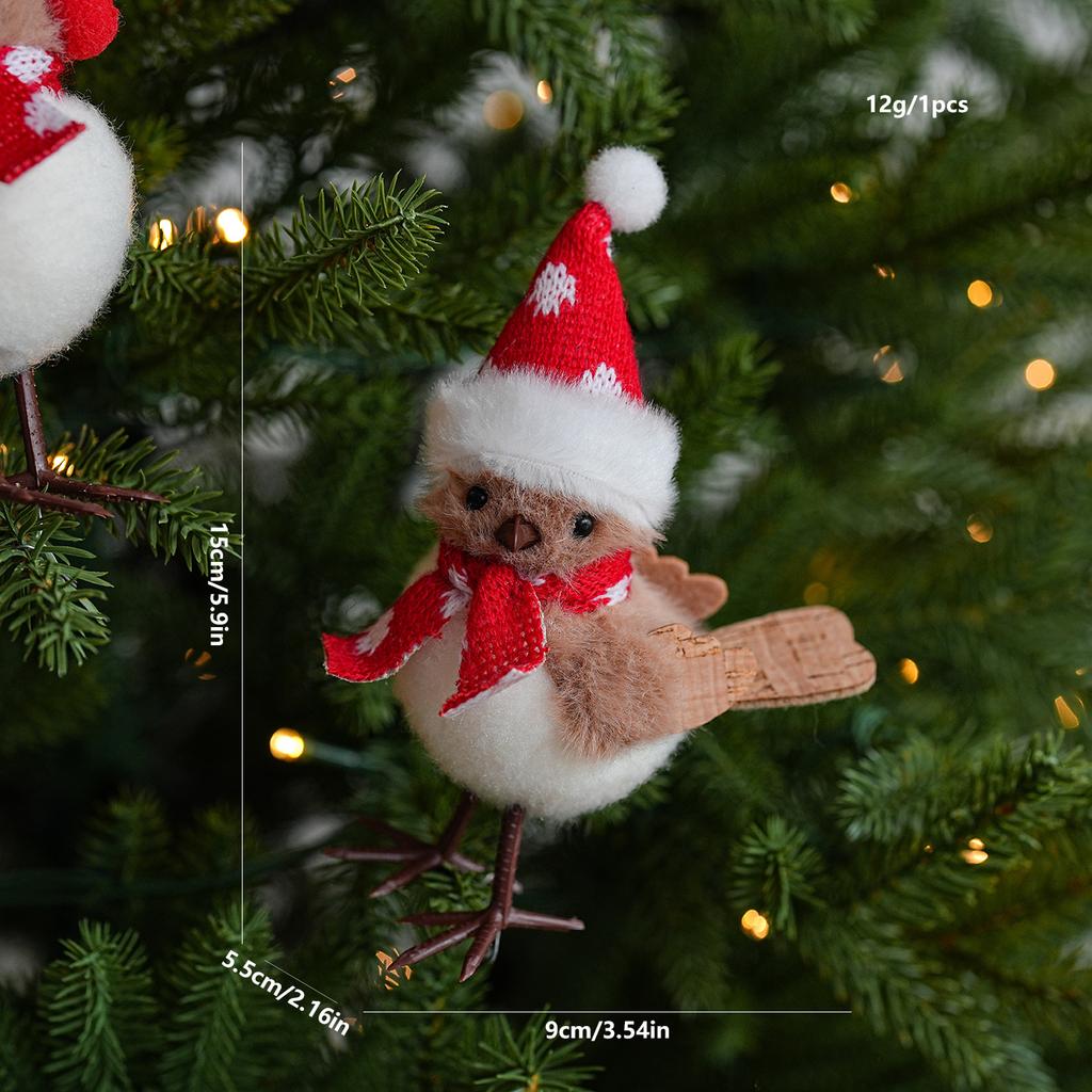 Plush Christmas Bird Decoration Fluffy Plush Bird Christmas Tree Ornament for Mantel Desk Decoration for Room for Family