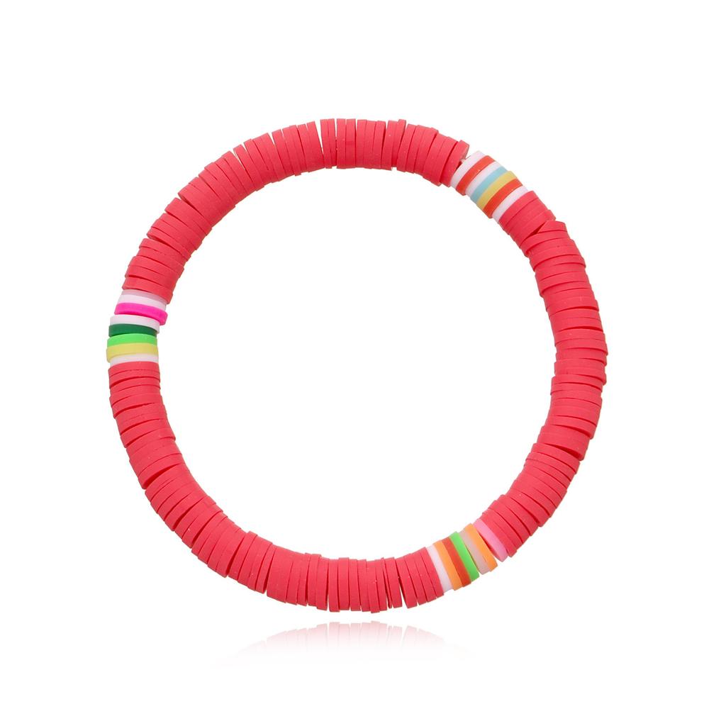 Color Soft Pottery 6mm Beach Bracelet Women's, Bohemian Elastic Rope Bracelet Jewelry