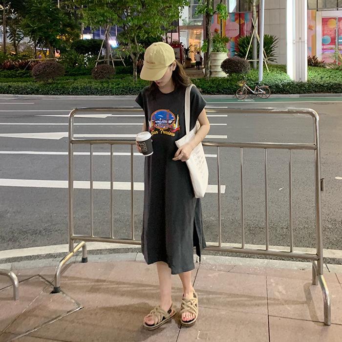 New Korean Version of Women's Vest T-shirt Long Skirt for Women Harajuku Style Student Top for Women Summer Vest Dress