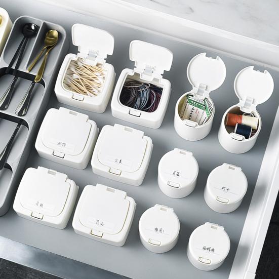 Mini Desktop Dustproof Plastic Cotton Swab Storage Box Bucket Organizer with Lid