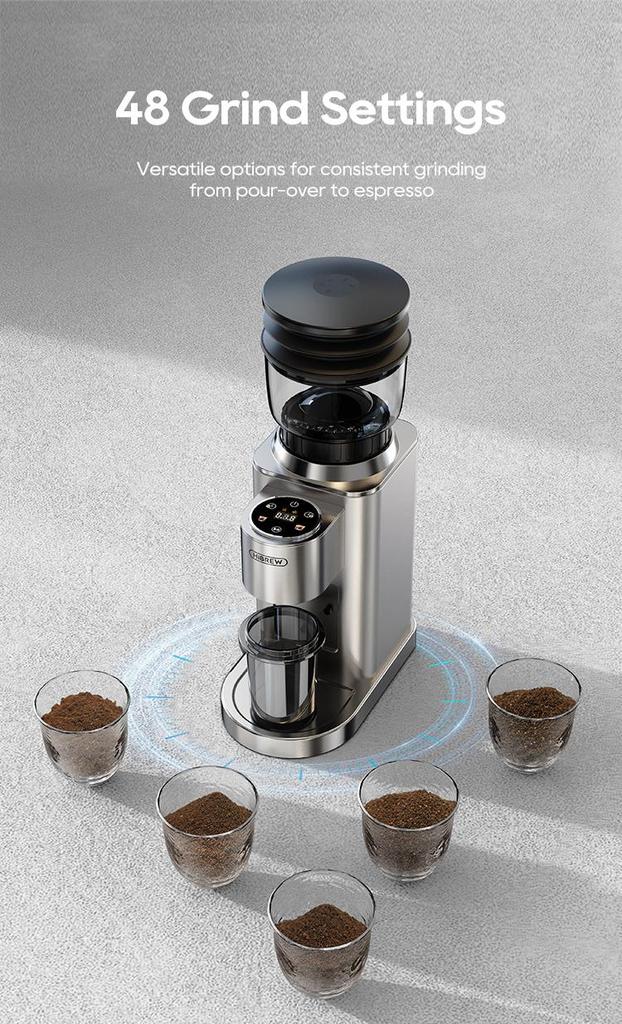 HiBREW G7 Electric Coffee Grinder, 48 Grind Settings, Anti-Static Technology, Stainless Steel Conical Burr, Compatible with 51/54/58mm Portafilters