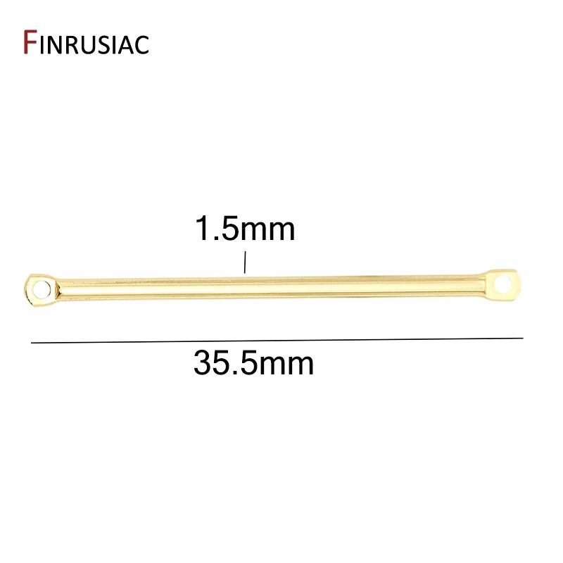 14K Real Gold Plated 35mm Long Metal Bar Links Thin Stick Strip Connectors Charms for DIY Earrings Jewelry Making Accessories