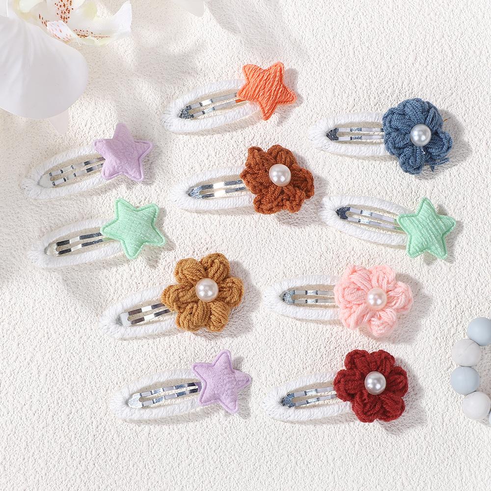 50pcs/set Random Color Cute Star Floral BB Clips For Baby Girls Sweet Snap Clips Hairpins Kids Hair Accessories