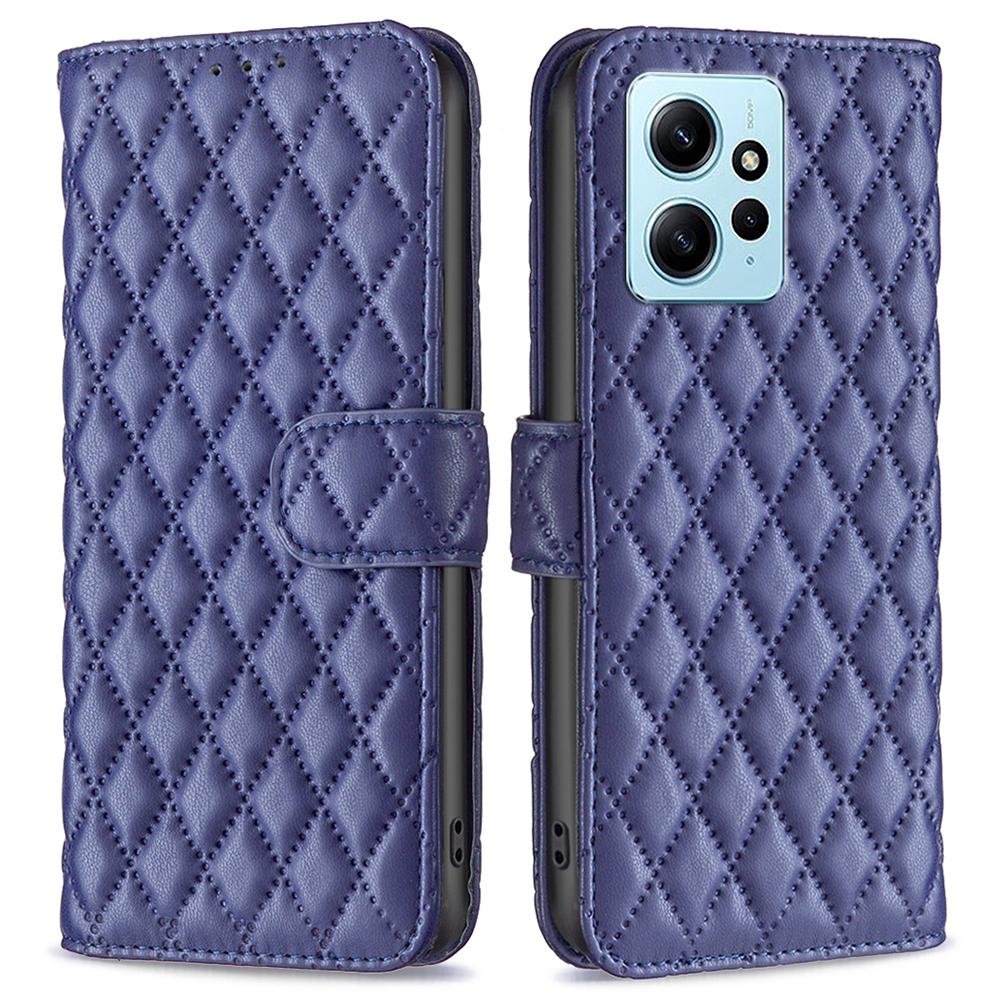 

BINFEN COLOR BF Style-14 PU Leather Phone Case for Xiaomi Redmi Note 12 4G Stand Wallet Phone Cover Blue