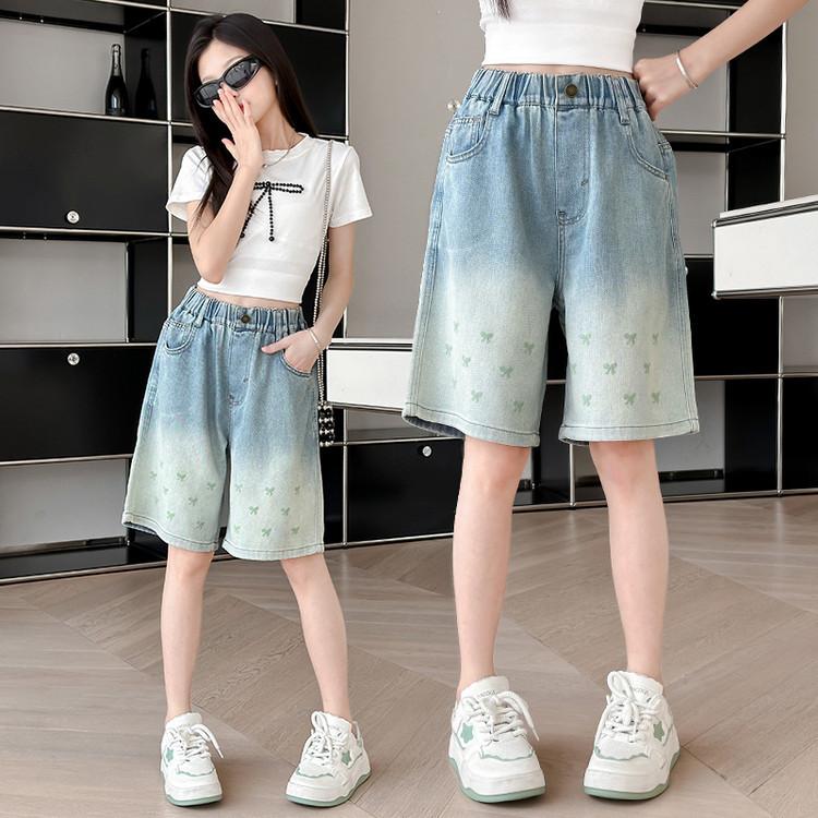 

Девичьи джинсовые шорты летняя одежда укороченные брюки свободные шорты детские тонкие брюки средней длины летние брюки 170