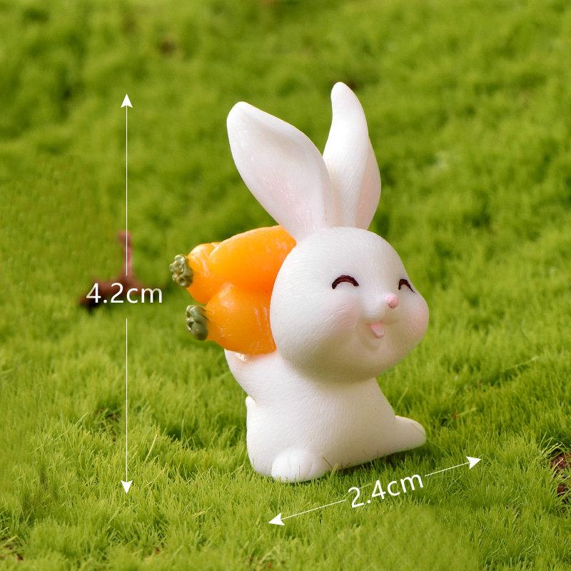 Urocza Figurka Królika z Marchewką Zwierzątko Wielkanoc Boże Narodzenie Dekoracja Domu Miniaturowy Ogród Dekoracja Tortu Akcesoria Nowoczesna Figurka Prezent