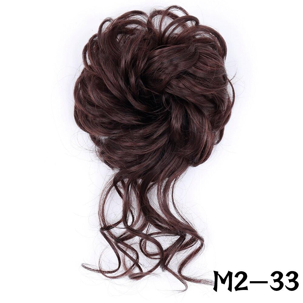 MERISIHAIR Damen-Haarknoten aus Kunstfaser, unordentlicher Chignon, lockiges Haar, elastischer unordentlicher Chignon für Damen, Haarteile, Schwarz, Braun