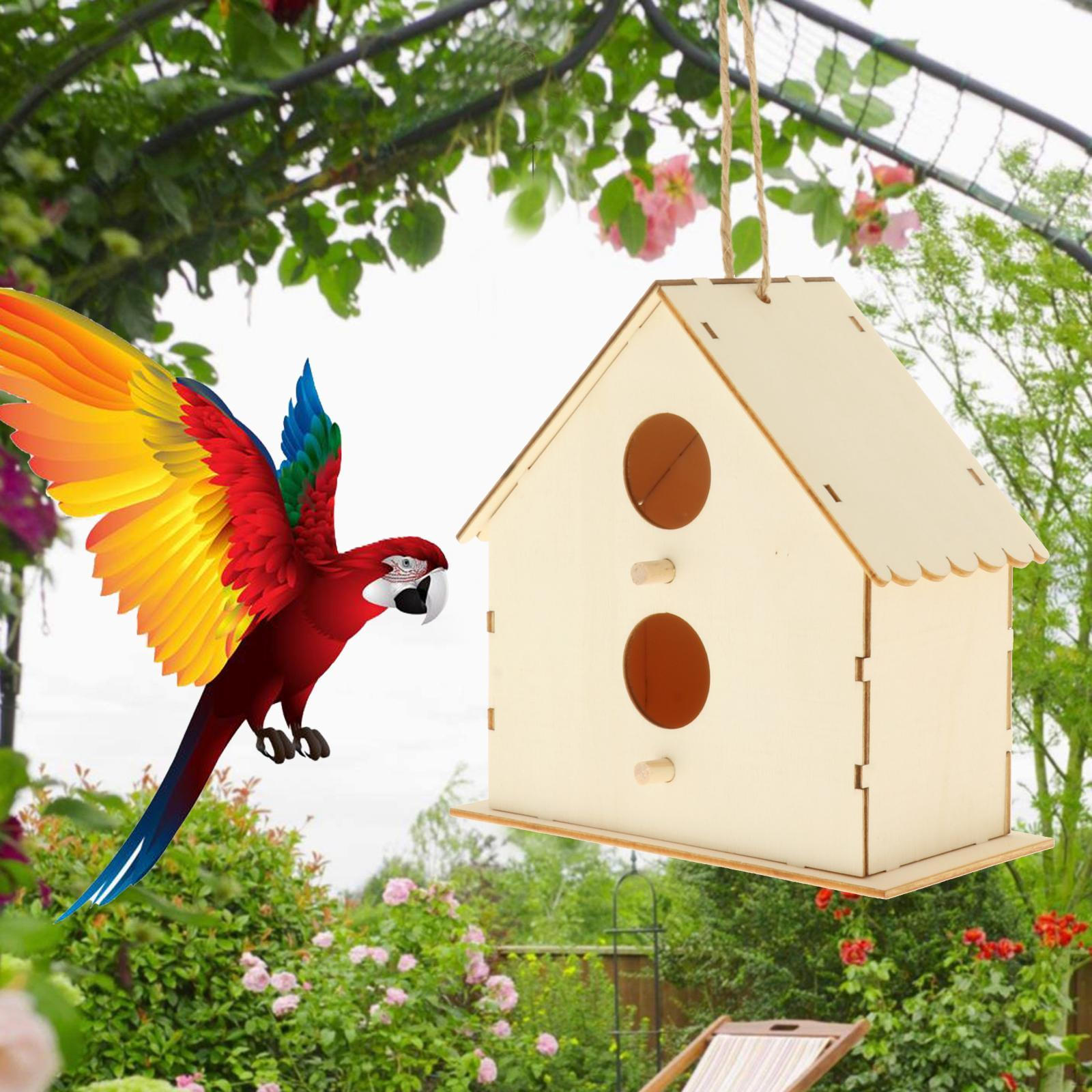 

Wooden Bird Hanging Birdhouse DIY Paintable style 6