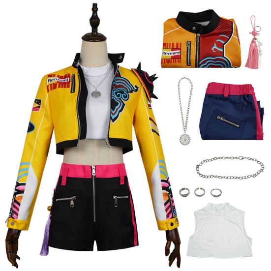 Anime Demon Hunters Costume Set Rumi Inspired Cosplay Outfit Korean Style Dress-up Uniform for Girls Halloween Comic Party