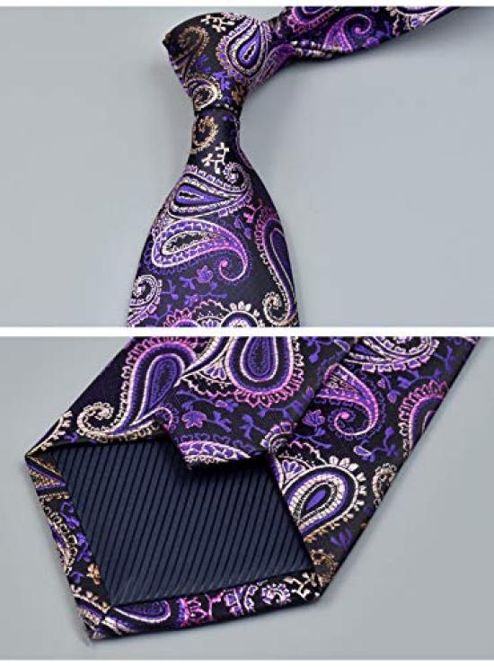Rio Grande Stripe Paisley Pattern Tie & Pocket Square Set for Men (Type 20) ZM-NT4875-20