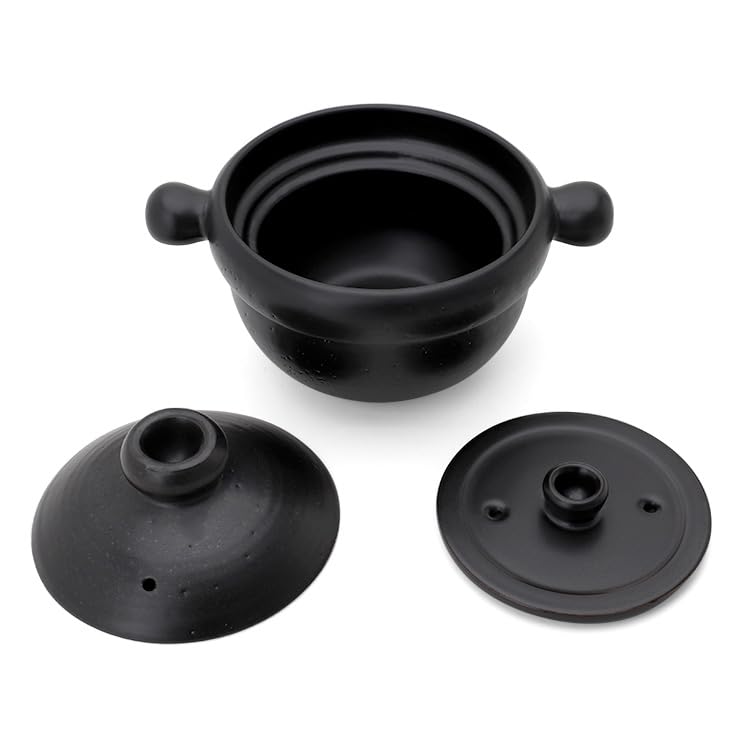 World Create Yayoi Touen Round Rice Pot, Black, 1 Go (15957)