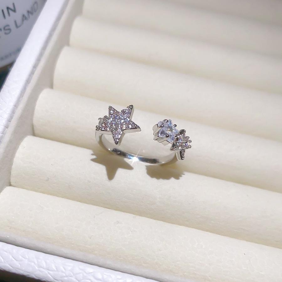 Zircon Star Ring: Fashionable Japanese-Korean Style for Women, Versatile Cool Sweet Index Finger Jewelry