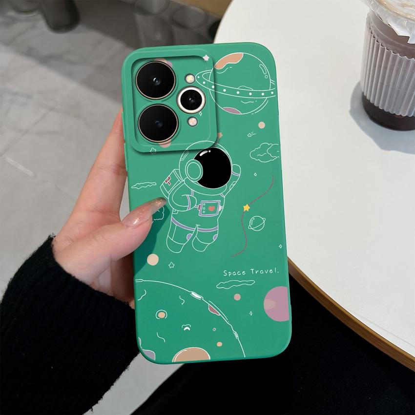For Realme 15 C71 C73 C33 C35 Note 70 70T C21Y C25s 15T 15X Phone Covers Cute Moon Astronaut Patterns Liquid Silicone Dustproof Shell For Realme Cases
