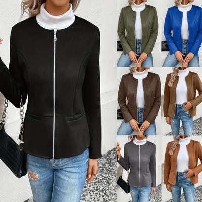 Popular, Autumn and Winter Slim and Thin Temperament Commuter Zipper Long-sleeved Jacket Women