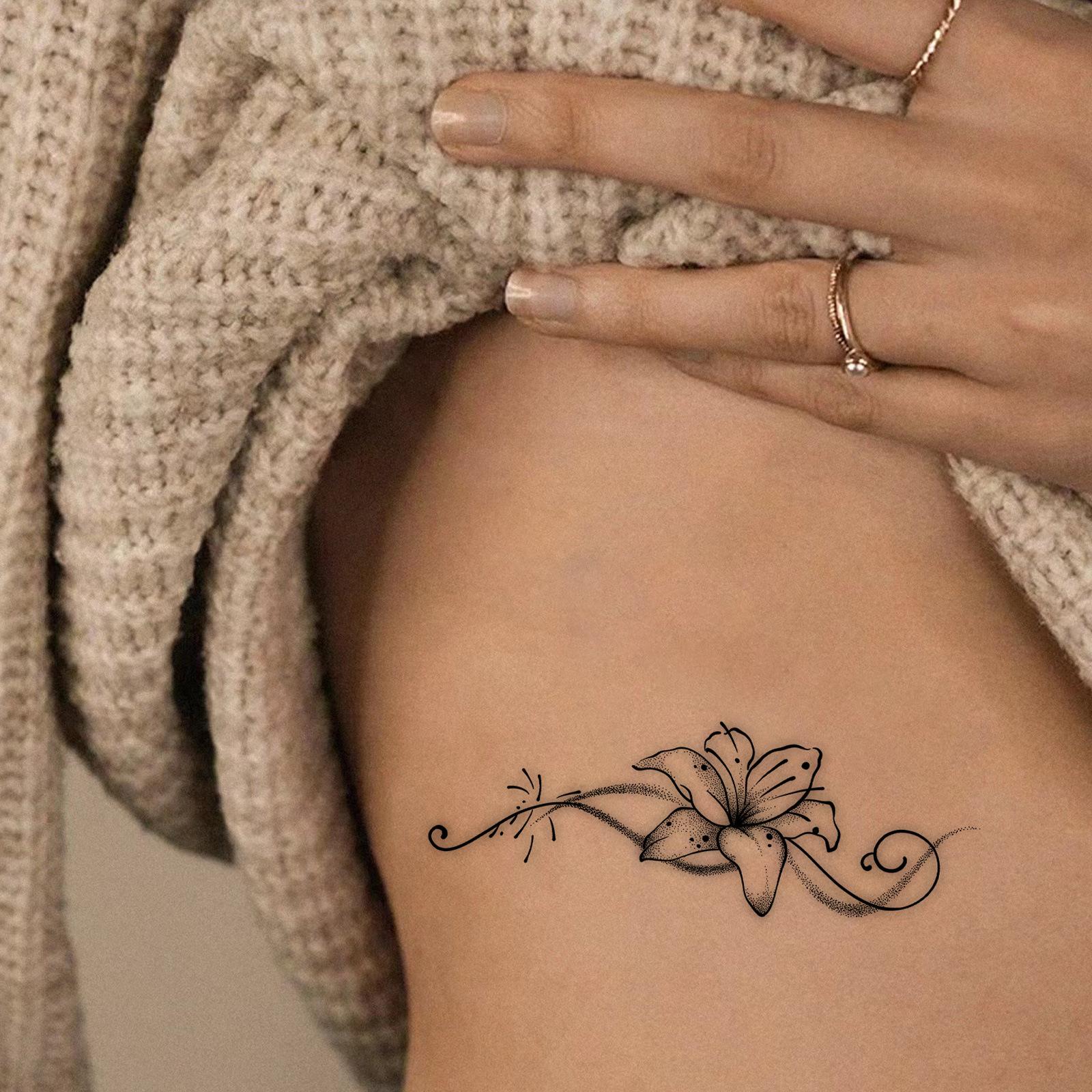 Glow Makeup Unisex Plain Flower Tattoo Sticker, Waterproof, Long-Lasting, Advanced Sense, Small Personality, Fresh Waist And Abdomen Tattoo Sticker