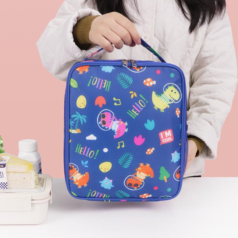 Insulated Cartoon Lunch Bag - Square Design for School and Commuting with Thickened Aluminum Foil.