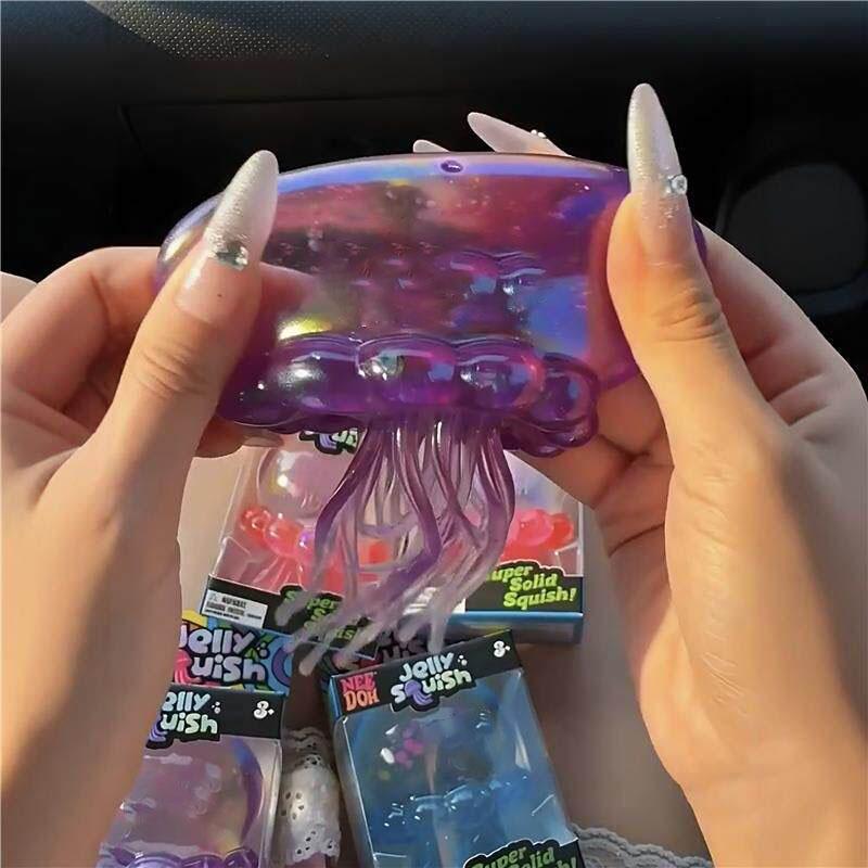 Trending Jellyfish & Cube Squish Toy Soft Jelly Squeeze Stress Relief Fidget Toy, Sensory For Kids & Adults