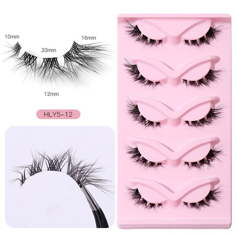 5 párů očního ocasu prodlužující falešné řasy pro kočičí oko 3D nástroje pro make-up umělých norkových řas