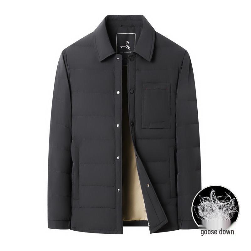 Men's Premium Lightweight Goose Down Jacket: Winter Casual Lapel Style, Middle-Aged Dad, 90% Down Warmth.