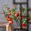 3pcs Artificial Pomegranate Stems with Leaves, Faux Fruit Branches for Rustic Home Decor, Fall Centerpieces, Wedding & Holiday Arrangements,73cm