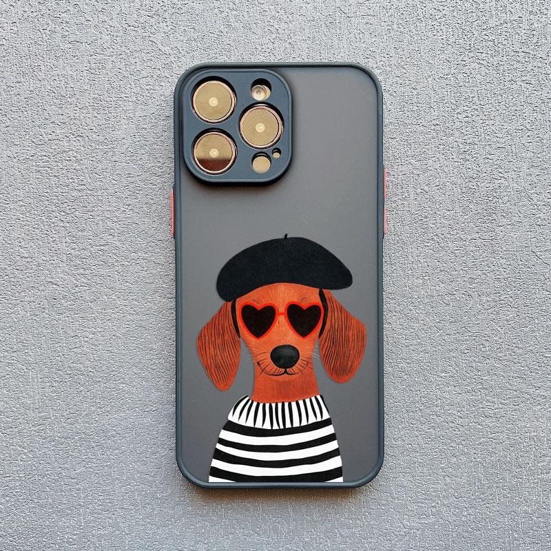 Funny Dancing Dachshund Sausage Dog Pattern Phone Case For iPhone 17 Pro Max 15 16 14 Pro Max 13 11 12 Mini Pro Max Cover Fundas