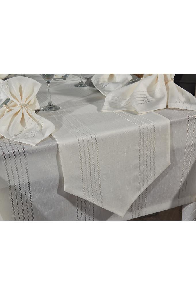 Corver Dinner/Launch Set 26pcs, Tablecloth 160x220, Runner, Napkins, Rings Cream