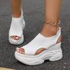 Height-Increasing Fly Weave Sandals Women'S Outdoor Summer New Fish Mouth Wedge Thick Sole Petite Athletic High Heel Sandals, Women Shoes