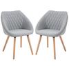 Set of 2 Scandinavian Design Dining Chairs - Tapered Beech Wood Legs - Seat Backrest Armrests